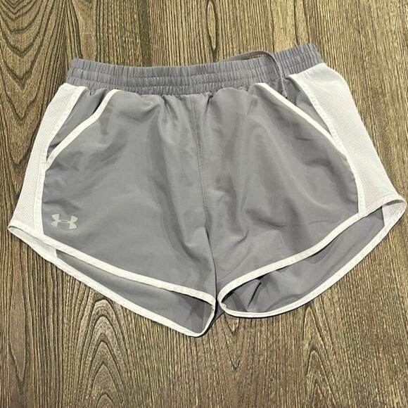 Under Armour HeatGear Running Shorts Elastic Waist Side Pockets Grey Size M - Picture 1 of 7